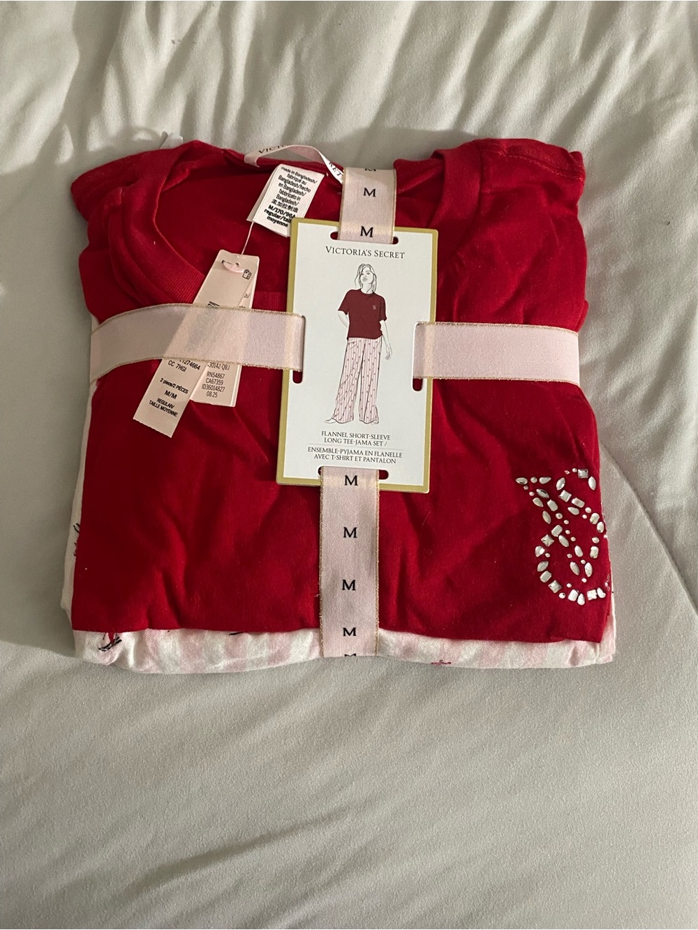 Victoria's Secret Red Kids Pajama Set with Pink Accents